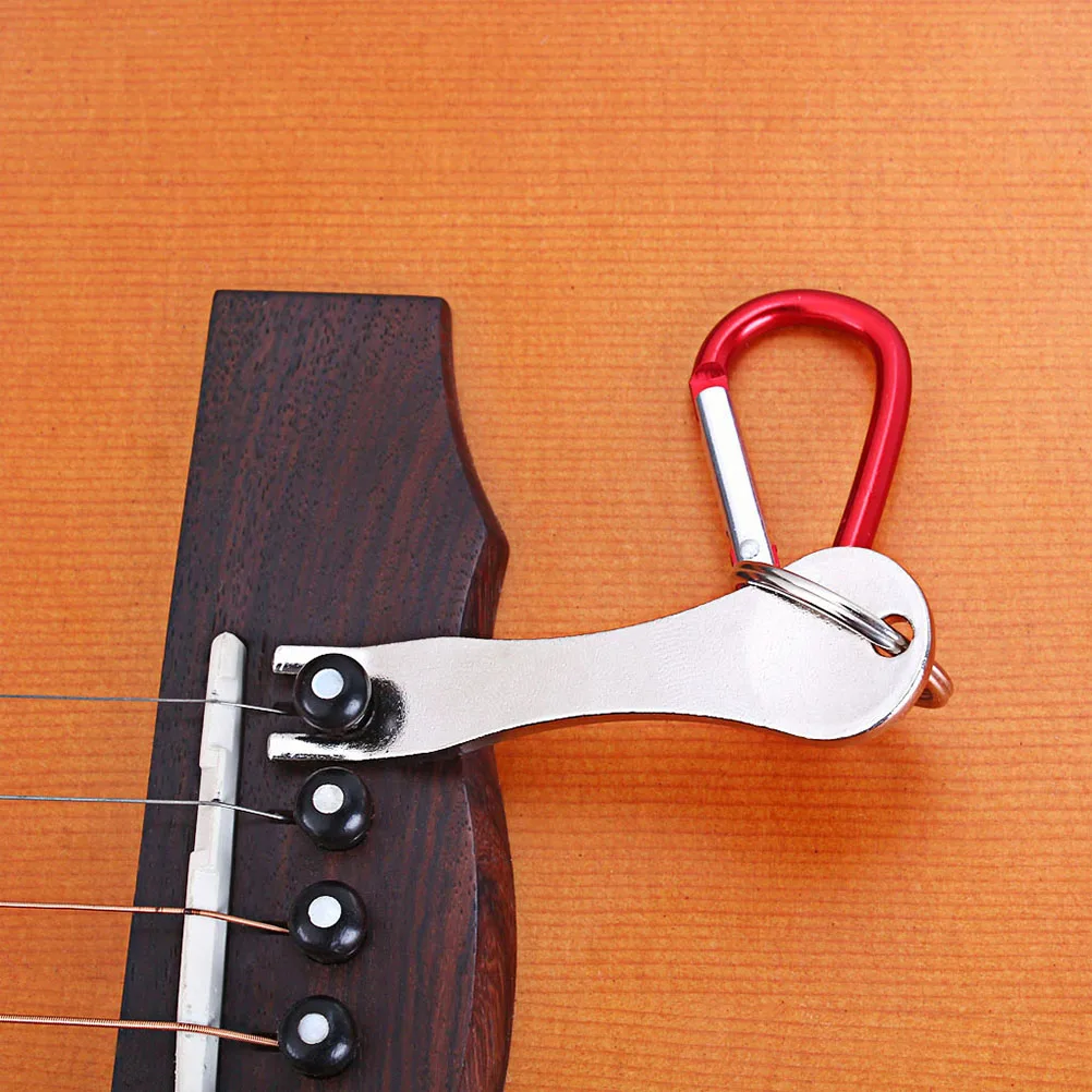 

Silver Guitar Pin Puller Keychain Bridge Peg Remover Portable Tool for Acoustic Guitar Ukulele Bass Banjo Dobro Mandolin String