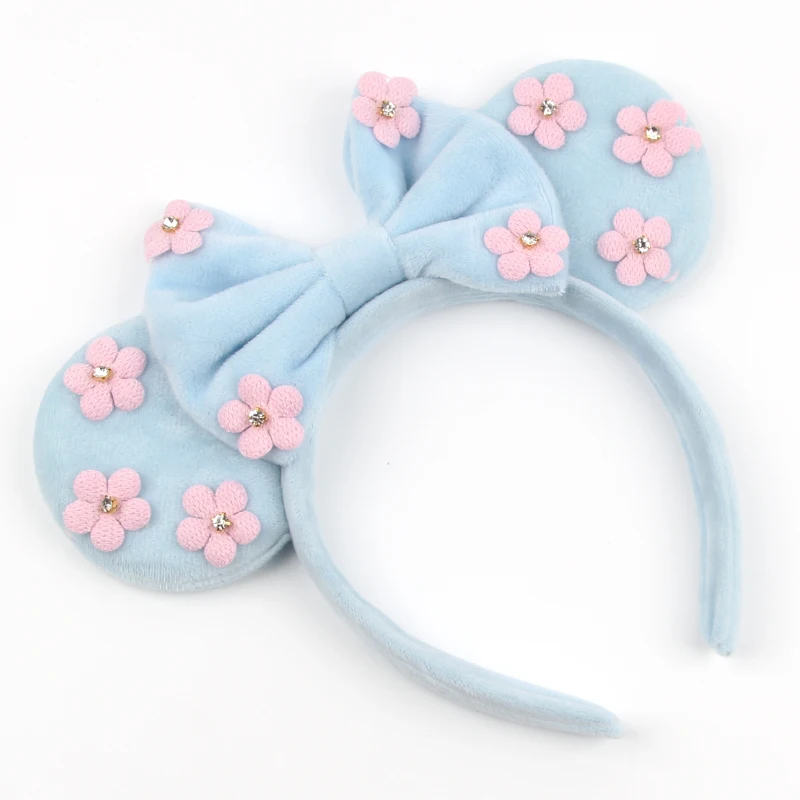 Chic Boutique Flower 3.3 "Mouse Ears Headband 5" Velvet Bow Hairband For Girls Festival Party Cosplay DIY Women Hair Accessories