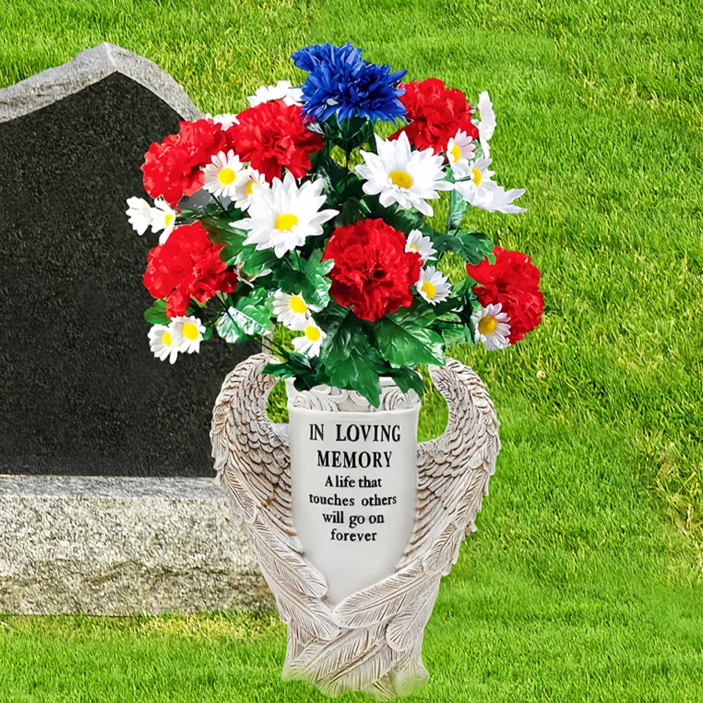 Beautiful Angel Wings Memorial Figurine for Garden Decoration and Cemetery Vase for Memorial Gift Garden Statue