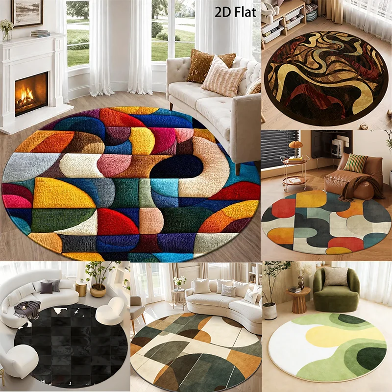 Retro Swirling Fluid Artwork for Lounge Space Non‑Slip Carpet Warm Earth‑toned Wavy Silhouette Rug Stylish Dwelling Ground Piece