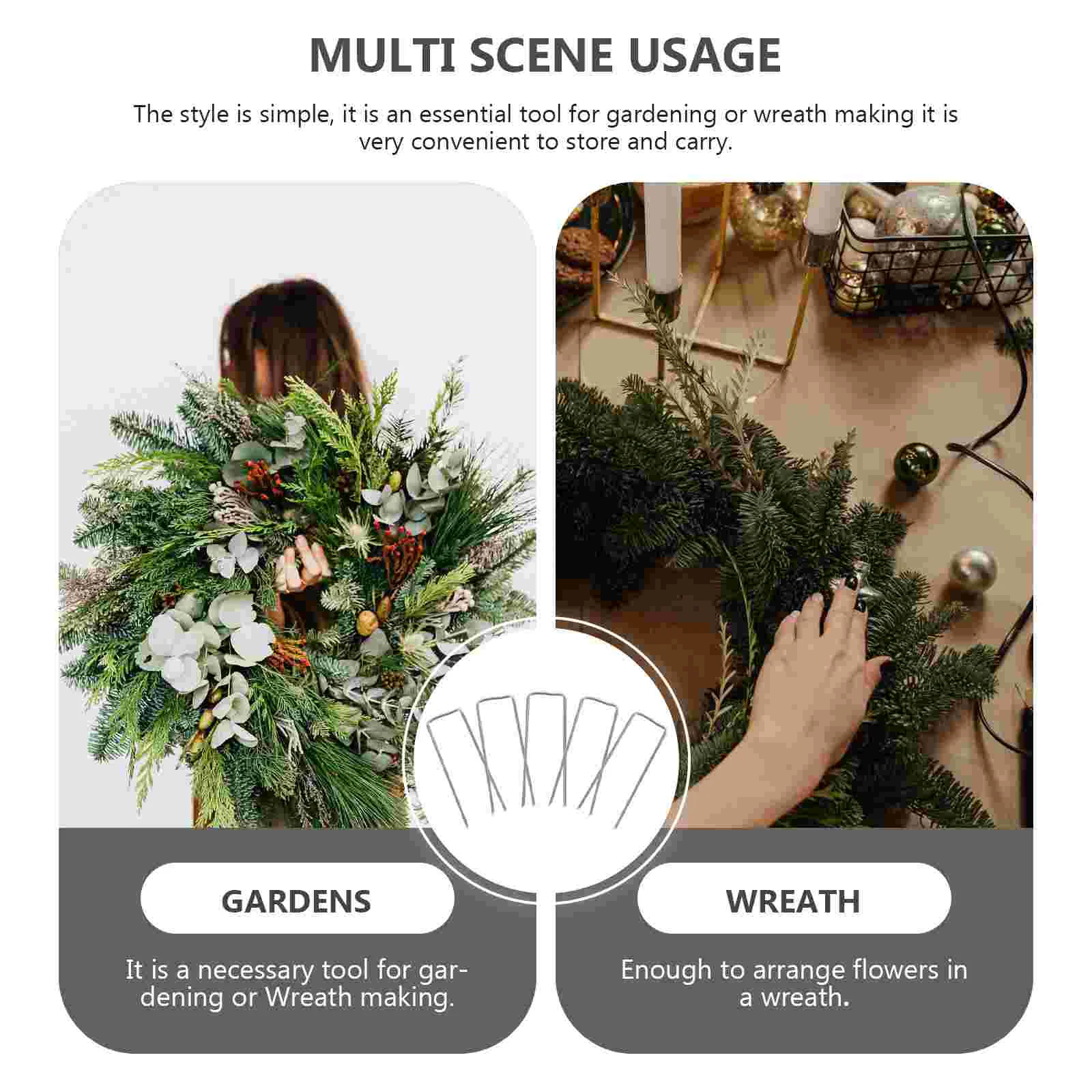 100 Pcs Floral Arrangement Pins Garden Ornaments Tinsel Garland Multi-purpose Alloy U-Pins for Gardening Decorate