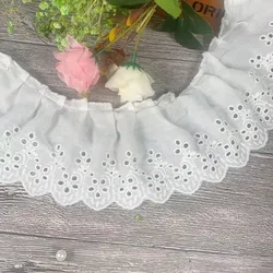 9CM Wide Luxury Embroidery Yellow Flower Lace Fabric Trim Tibbon Ruffle Applique DIY Sewing Collar Guipure Wedding Cloth Decor