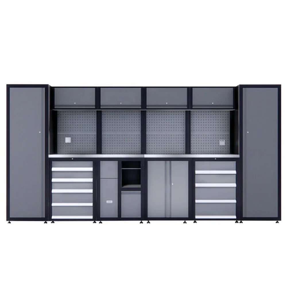 Modular Tool Cabinet For Garage Workshop, Industrial Style Heavy-Duty Steel Workstation With Tool Storage Organizer