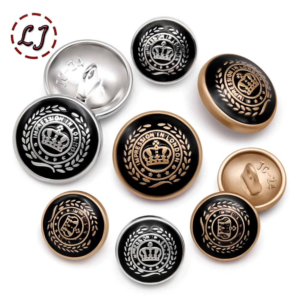 New 10pcs/lot 15mm/20mm classic unified sewing button decoration gold black buttons for clothing jacket set accessories DIY