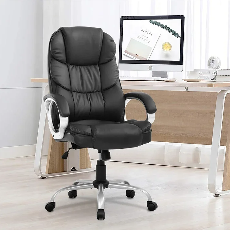 Leather chaise de bureau Swivel Revolving Guest Meeting Chair Staff Manager Office Chair