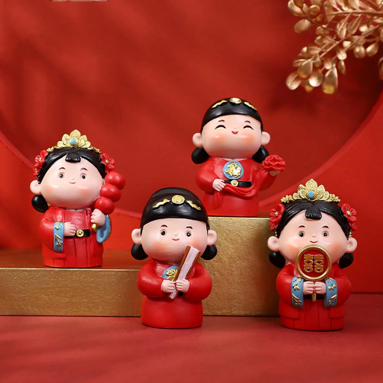 4Pcs Wedding Couple Statue Traditional for Engagement Table Decoration Hotel