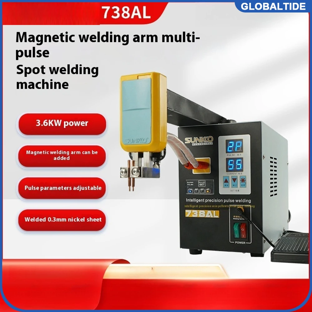 

SUNKKO 3,6 кВт 738AL Аппарат для точечной сварки Новый модернизированный телескопический рычаг Ручной с ручками для точечной сварки Прецизионные импульсные точечные сварки
