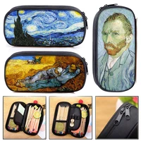 Estuche de lápices de pintura nocturna estrellada de Van Gogh para mujer, bolsas de papelería de pintura al óleo clásicas, caja de lápices, suministros escolares