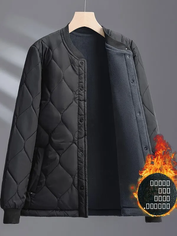 

Men's Winter down Cotton Jaet Thiened Warm Fce Lined Inner Vest Polyester Fabric Busin Gentleman Sle Long Sve