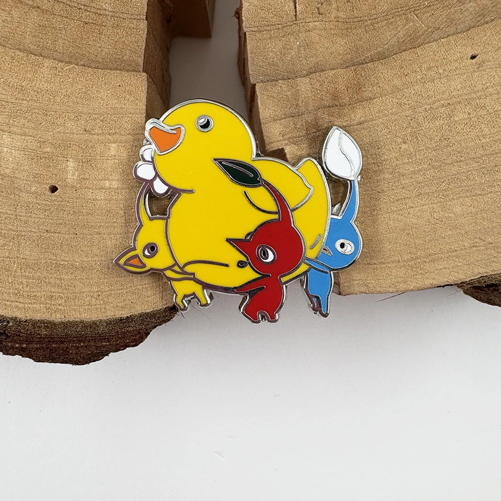 Cute Pikmmin And Duck Enamel Brooch Game Character Peripheral Lapel Pin Cartoon Jewelry Kids Gift Gamer Collect Souvenirs