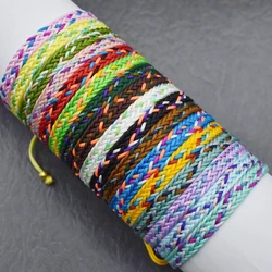 Colorful Bohemia Waved String Braided Friendship Bracelets Ethnic Multicolor Weave Textured Adjustable Bracelet Gift for Couple