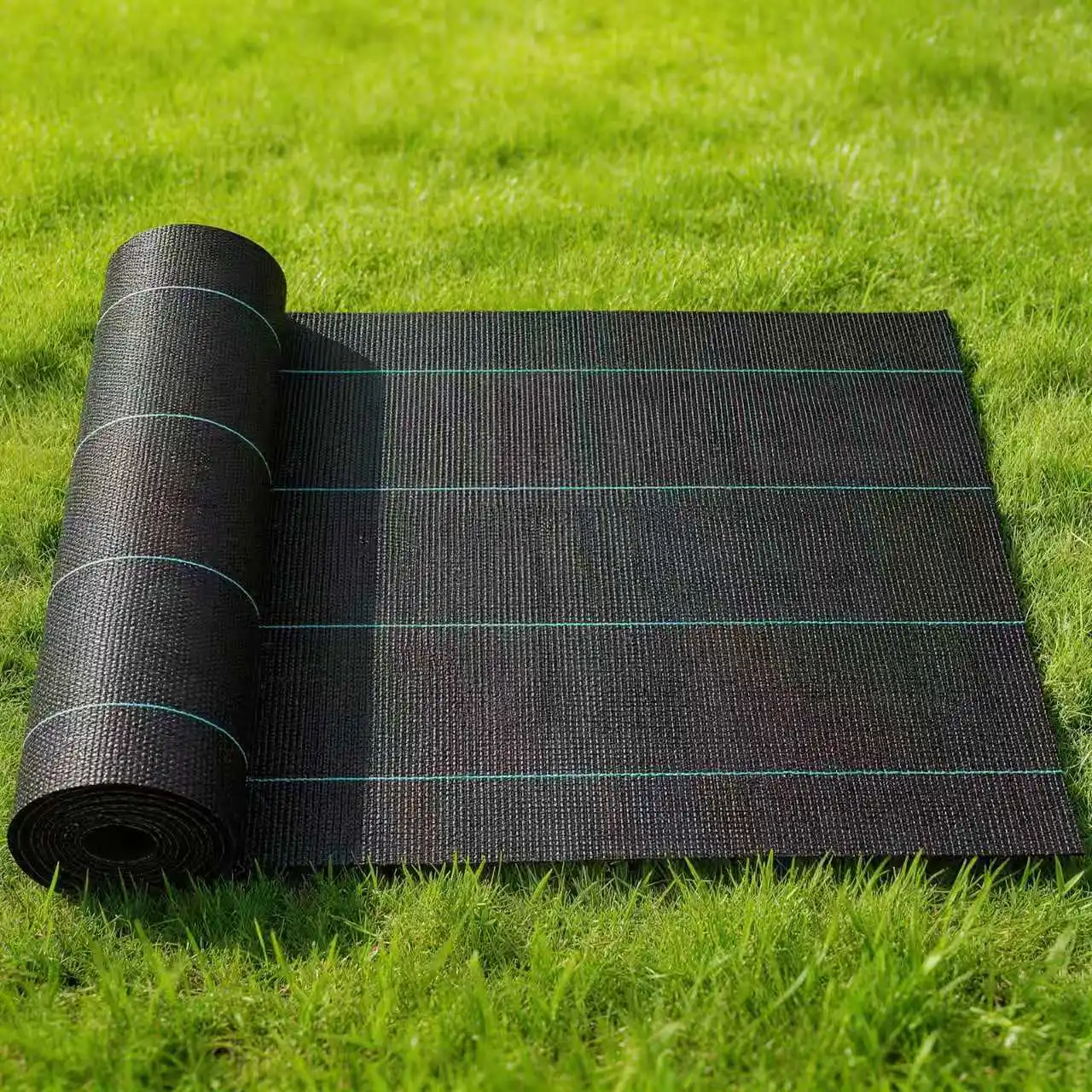 Toile de paillage paysagère 2x100m, 100g/m², en polypropylène tissé perméable, résistante aux UV, anti-mauvaises herbes, haute résistance