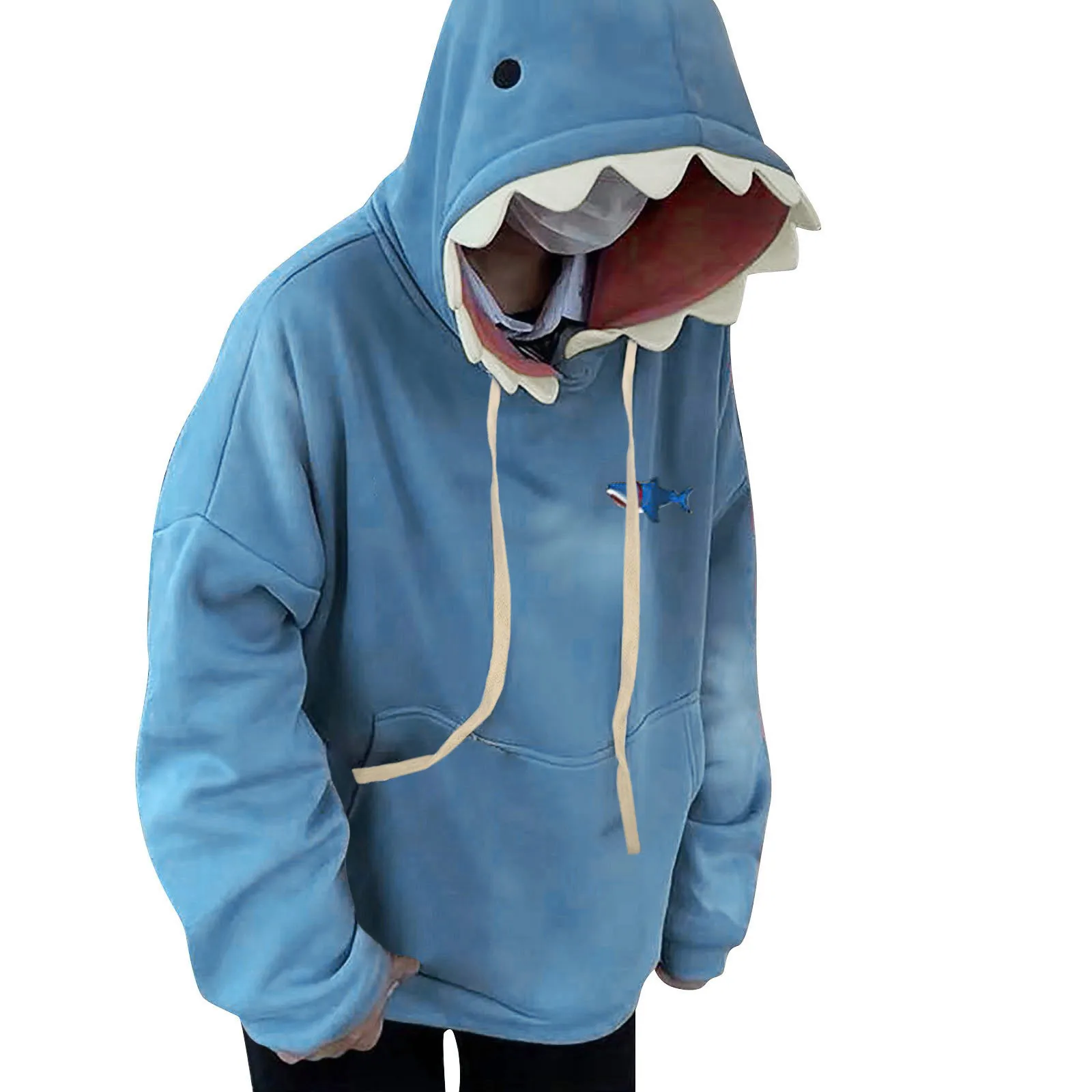 New Funny Shark Patchwork Hoodies Women Autumn Winter Kawaii Sweatshirt Fashion Casual Pullover Oversize Clothes