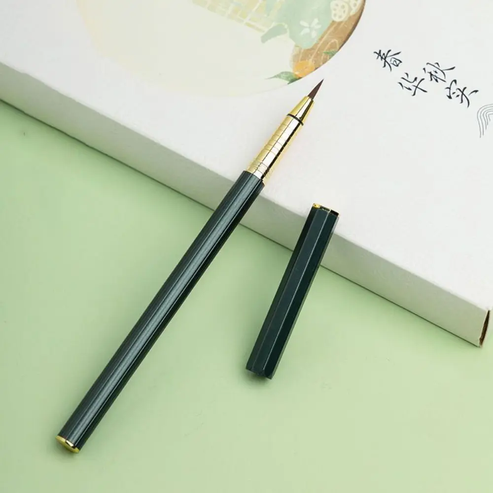 Soft Morandi Calligraphy Brushes Metal Rod Reusable Regular Script Brush Weasel Hair Multi-purpose Pen-type Brush
