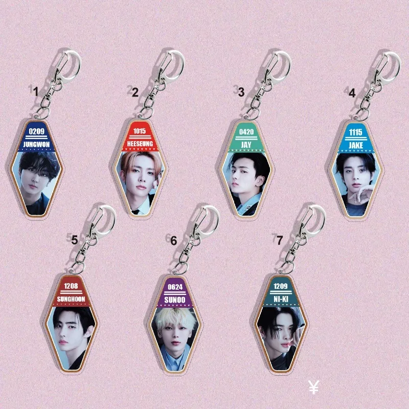 Kpop idols jungwon heeseung acrílico chaveiro de alta qualidade dupla face impressão chaveiro jay jake sunhoon sunoo NI-KI fãs presentes