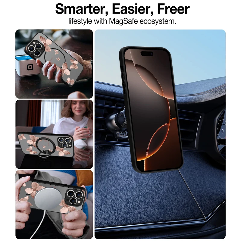حافظة لهاتف آيفون 17 16e 16 15 Pro 14 13 Pro Max Plus لهاتف Magsafe غطاء صلب للشحن اللاسلكي المغناطيسي #5