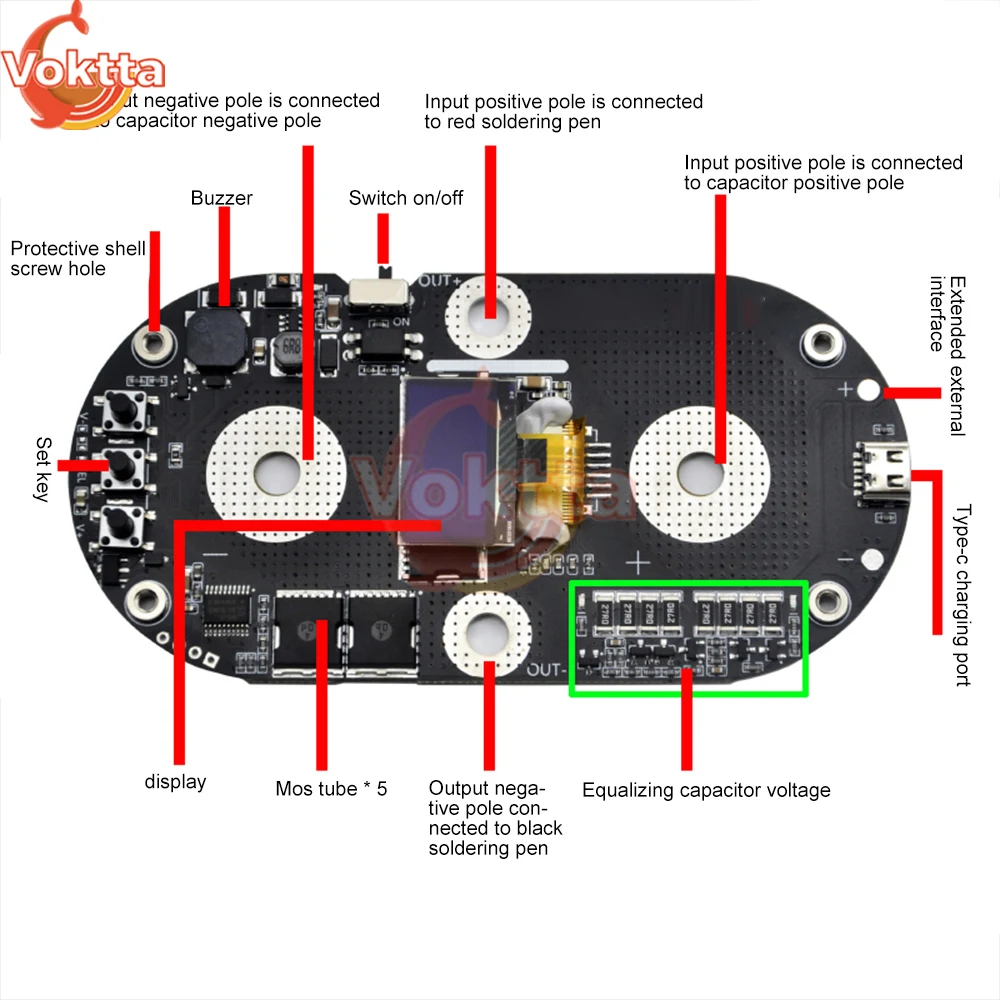 Imagem -05 - Soldador de Ponto Portátil Controle Inteligente Farad Capacitor Máquina de Solda a Ponto Placa de Controle de Soldagem de Alta Potência com Caneta de Soldagem