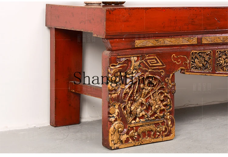 CL old elm bench Ming and Qing classical furniture bench antique carved door panel retro long stool