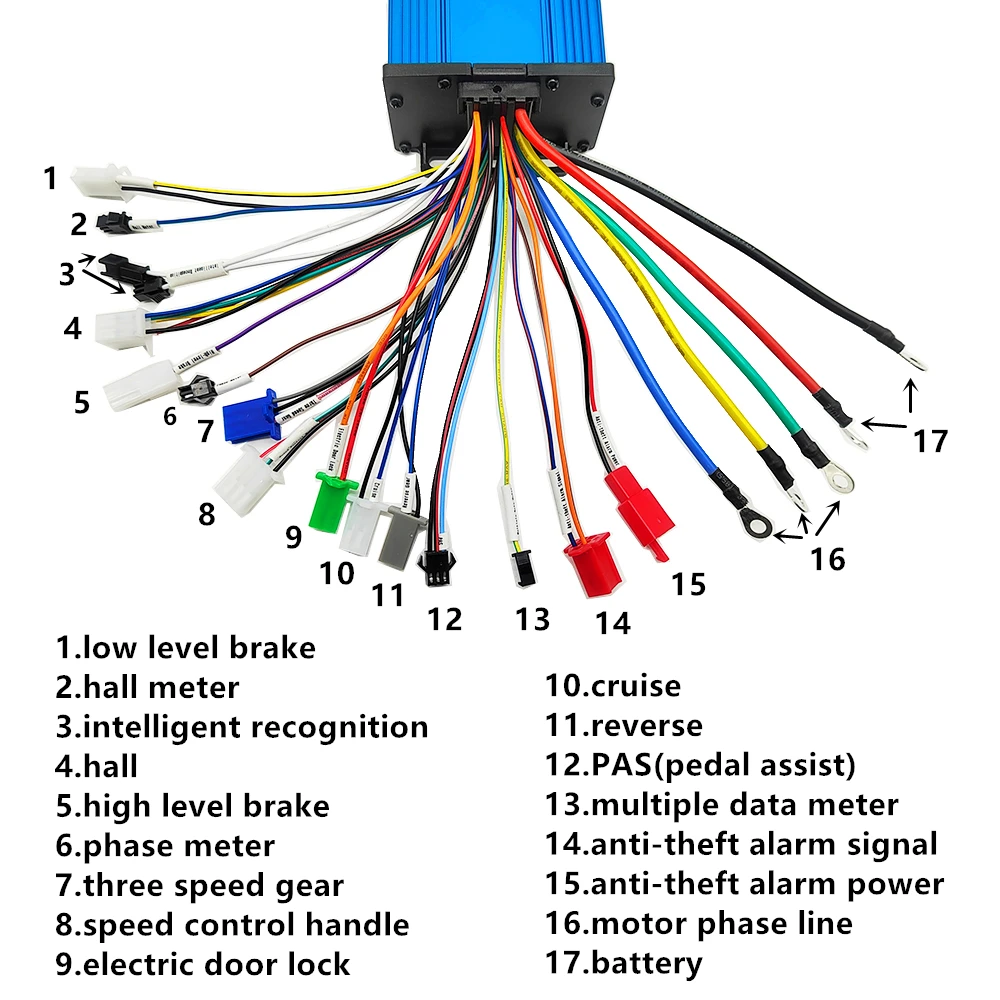 48V 60V 72V 1500W 2000W 3000W Brushless Controller 18mos 40A 45A 60A for Electric Bike/Tricycle/E-Scooter/Motorcycle/BLDC Motor