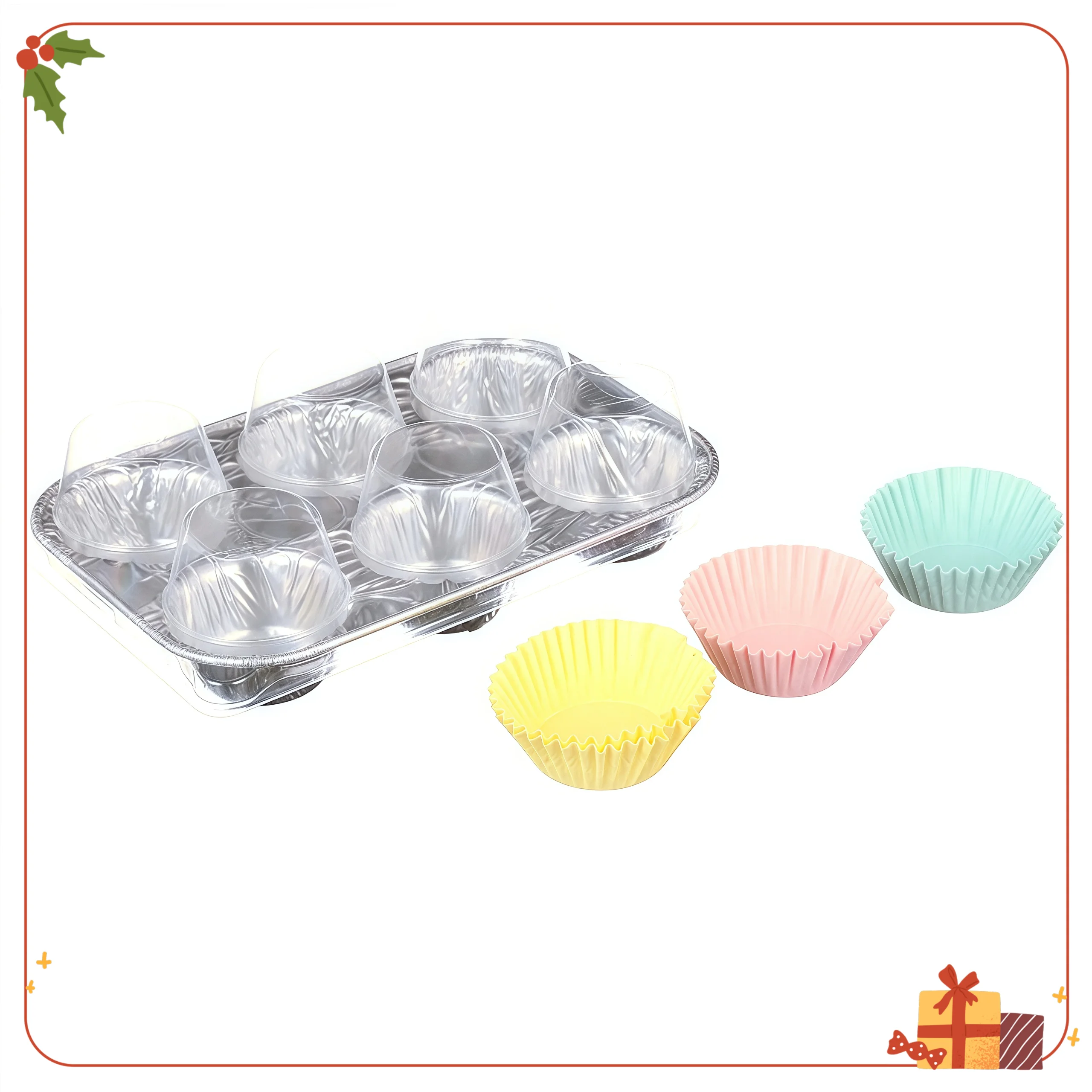 

Алюминиевая форма для кексов из 4 штук с крышкой и 24 противнями, противень с антипригарным покрытием 9,6x6,3 дюйма для выпечки кексов и кексов