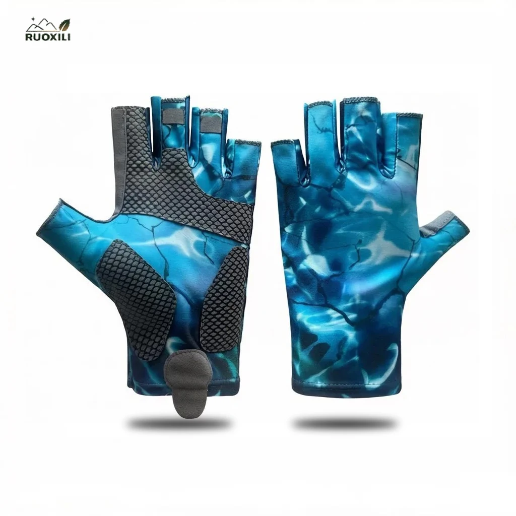 

1 Pairs Summer Fingerless Fishing Gloves Unisex Breathable Anti Slip Quick Dry Glove for Outdoor Fishing Hiking Cycling Kayaking