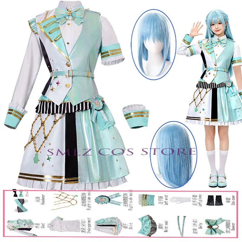 

5Th Thanksgiving Festival Hinomori Shizuku Cosplay Anime PJSK Idol Costume Stage Uniform Dress Wig Set for Woman