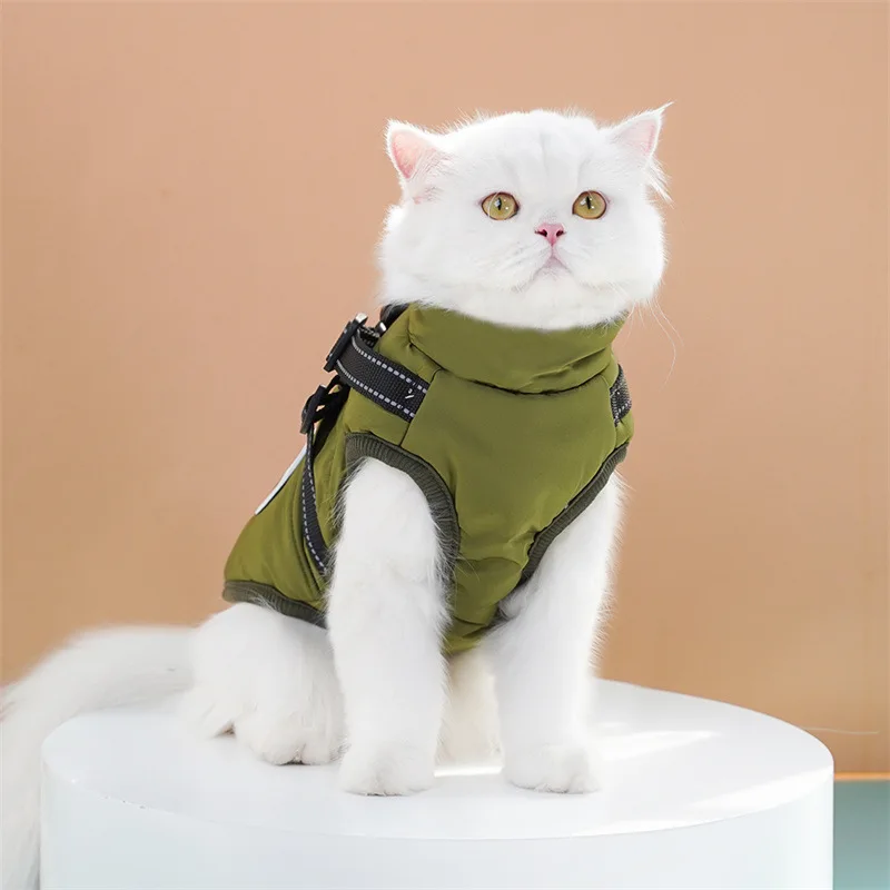 Pet Clothes for Cats Dogs Cold-protect Waterproof Thickened Warm Dog Cat Cotton Coat Auntumn Winter Chest Back Cotton Vest