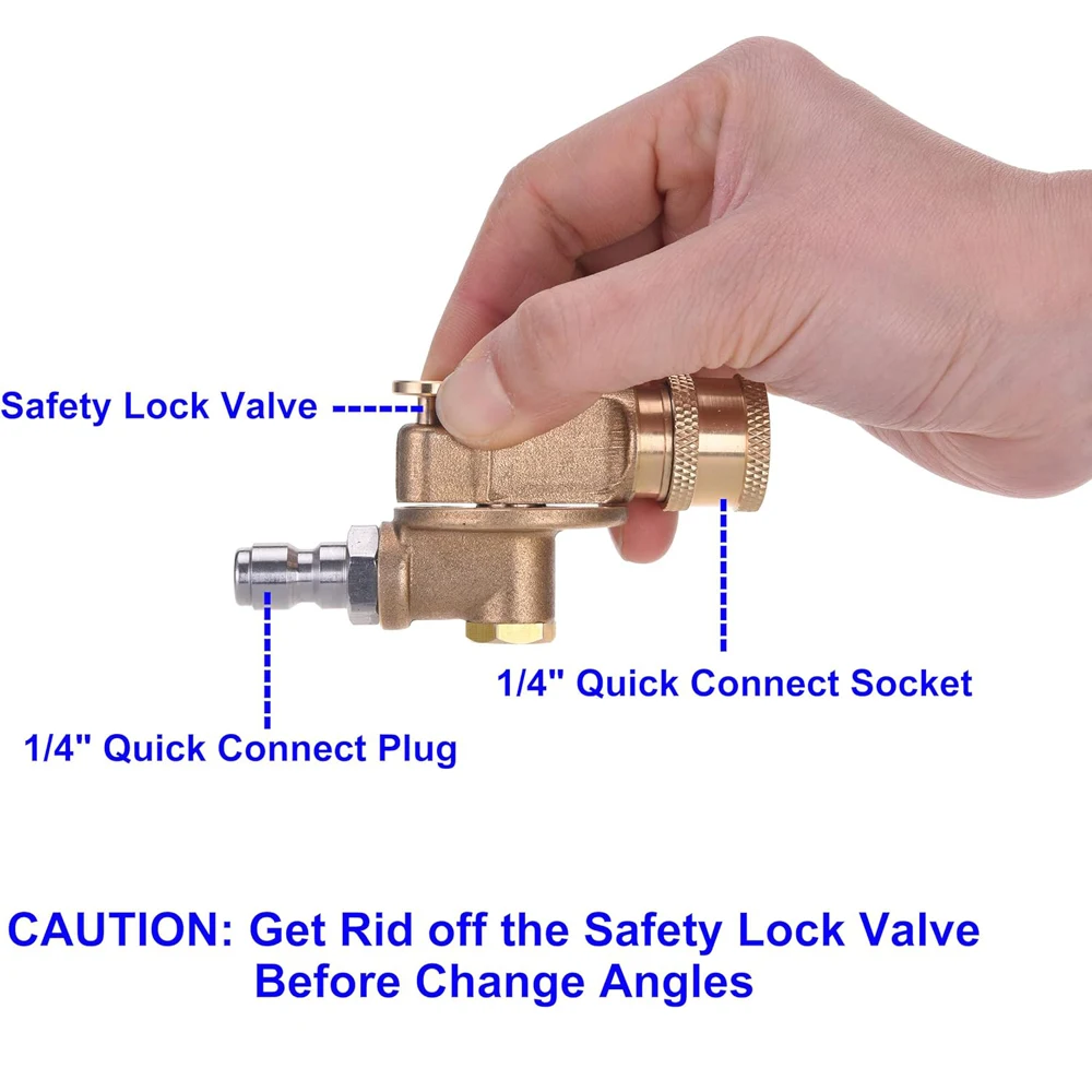 High Pressure Washer Set Nozzle 1/4 Inch Quick Connect 4000 PSI  Pivoting Coupler Car Cleaning Wash Gun Spray Nozzle