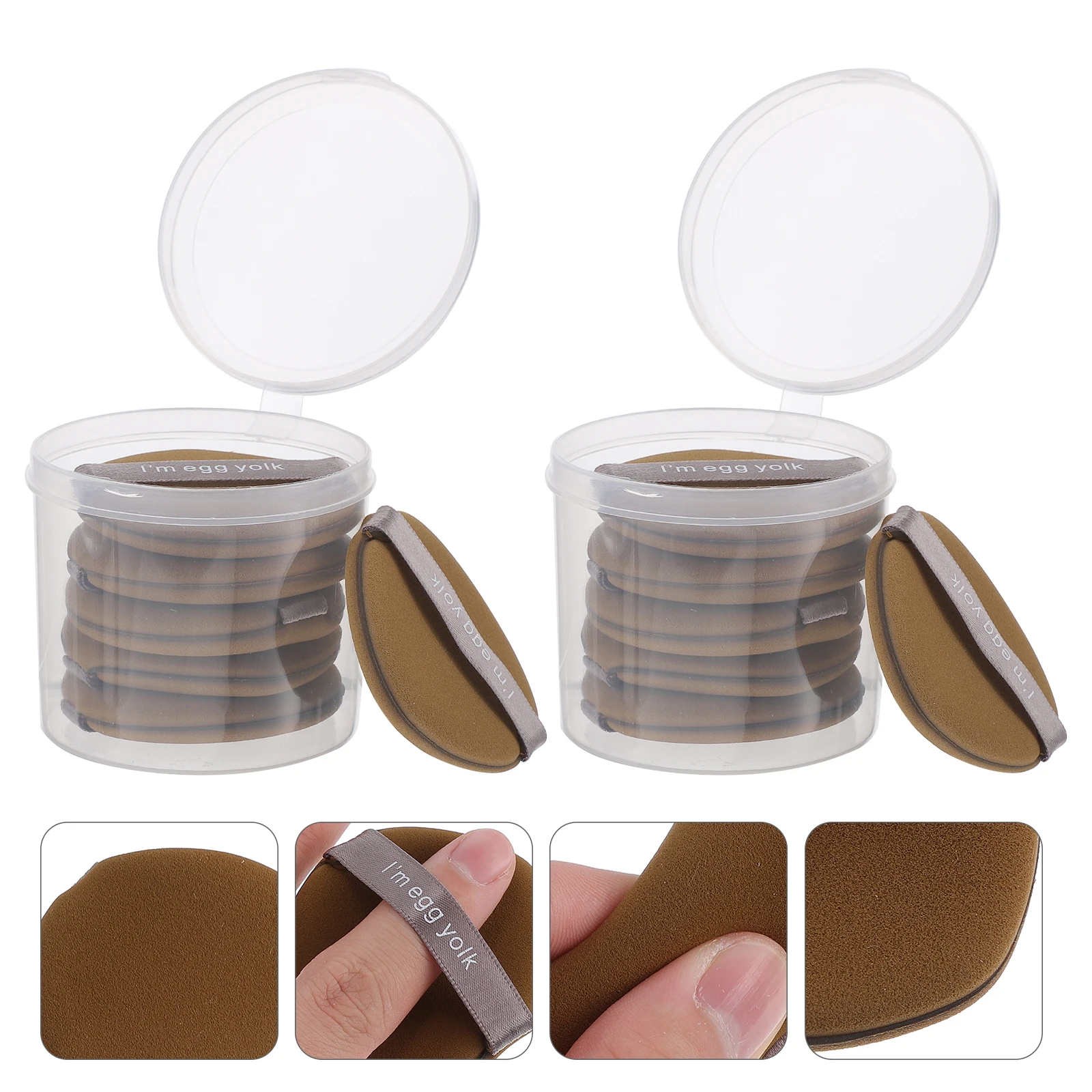 12個入り両面パフスポンジ、顔・体用パウダーパフ、濡れた状態でも乾いた状態でも使用可能、目元・鼻周りの滑らかで継ぎ目のない仕上がり