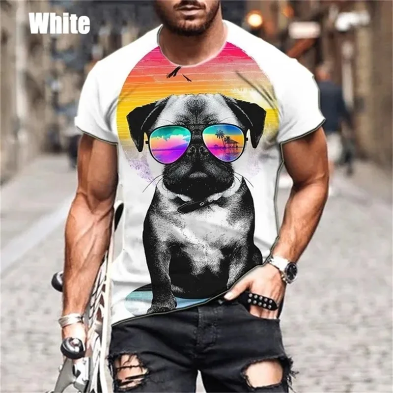 3D Printed Animal Dog T-Shirt For Men Cool Pug Dog Pattern Short-sleeved Tee Tops Casual Oversized Men Funny T Shirts Streetwear