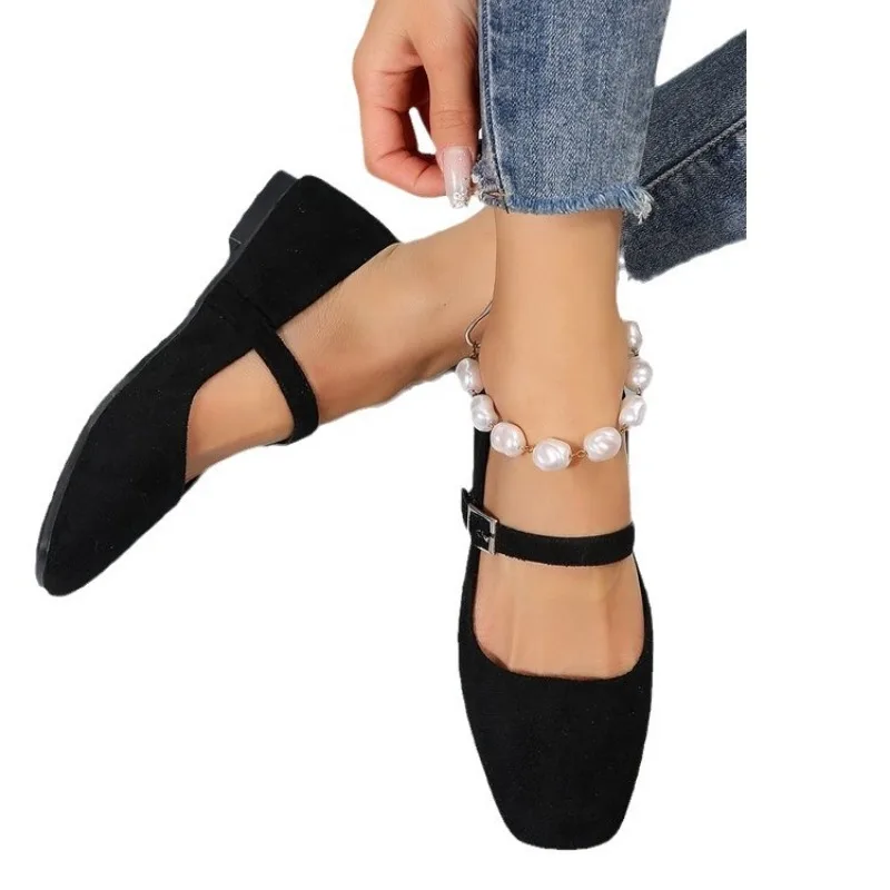 

Plus Size 35-43 Shoes for Women Autumn Spring Fashion Flats Black Shoes Comfortable Soft Square Toe Zapatos De Mujer Sneakers