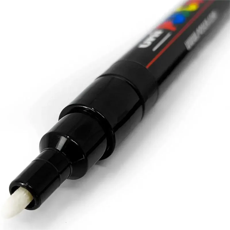 UNI POSCA 마커 펜, 흰색 검정색 아크릴 플루몬 Rotuladores PC-1M,3M,5M POP 포스터 펜, 그래피티 광고 미술 용품, 1 개