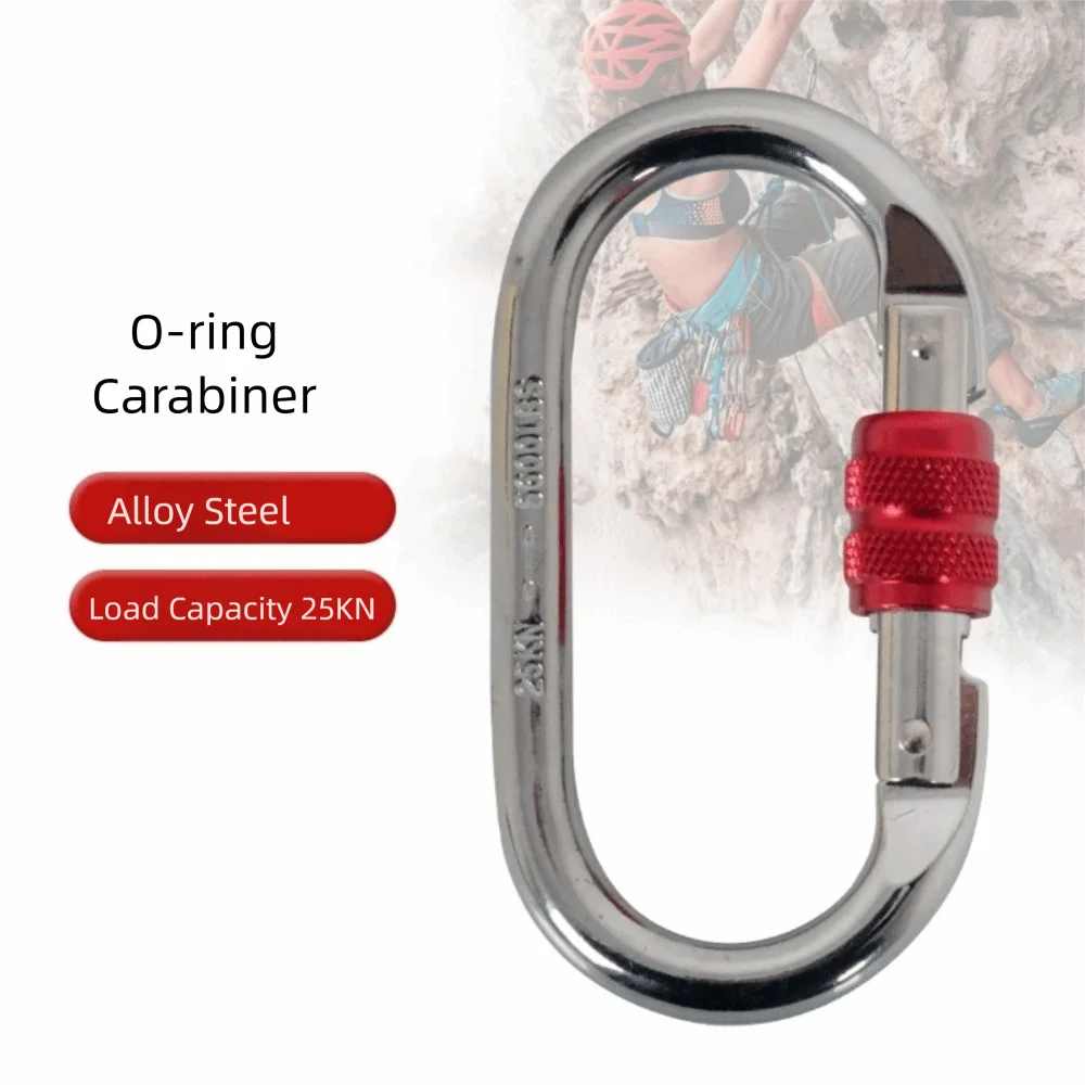 

25KN High Strength Safety Auto Lock Buckle O-shaped Electrophoresis Professional Carabiner Rappelling Durable