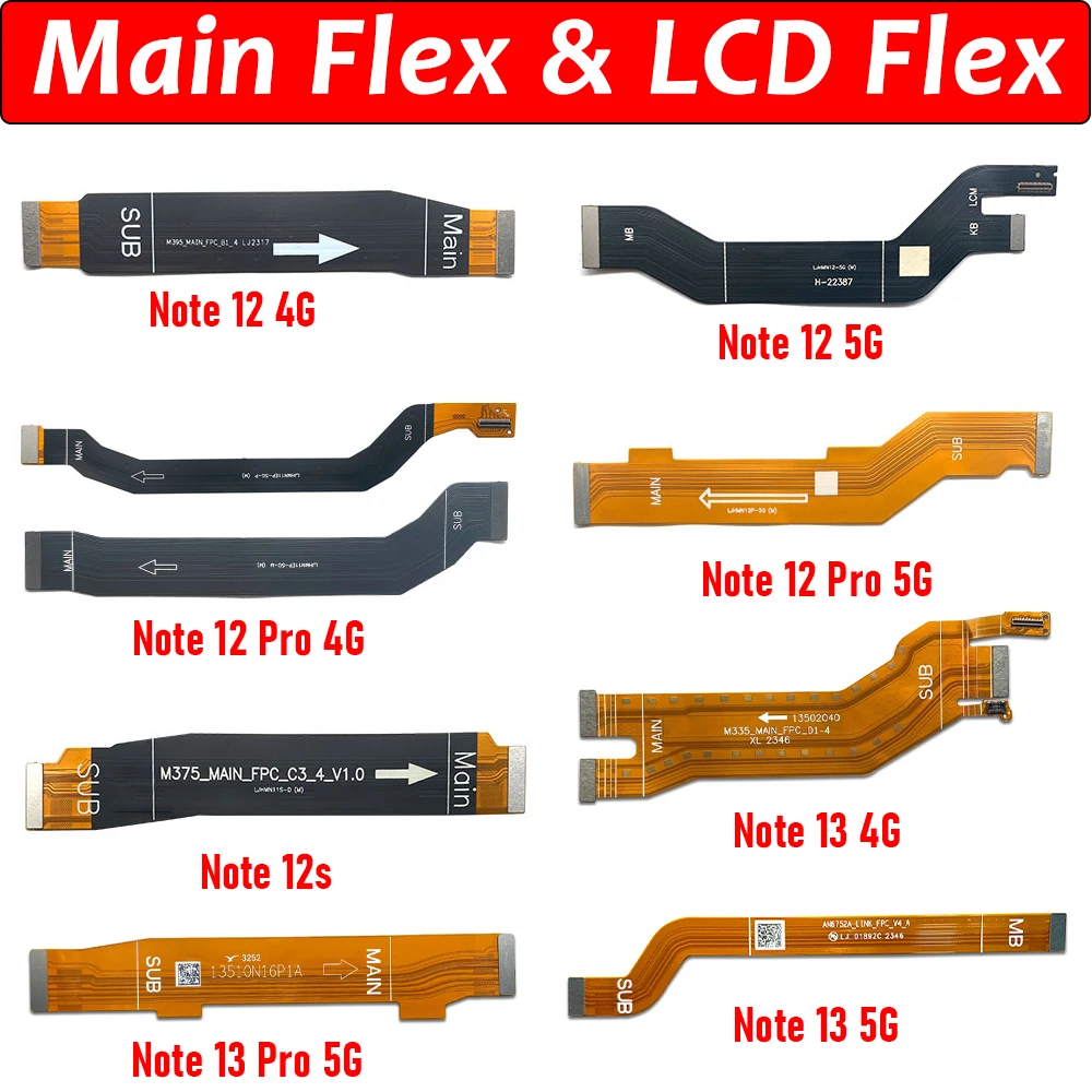 Tested NEW For Xiaomi Redmi Note 12s 12 4G 12 13 Pro 4G Plus 5G Main FPC LCD Display Connect Mainboard Flex Cable Ribbon