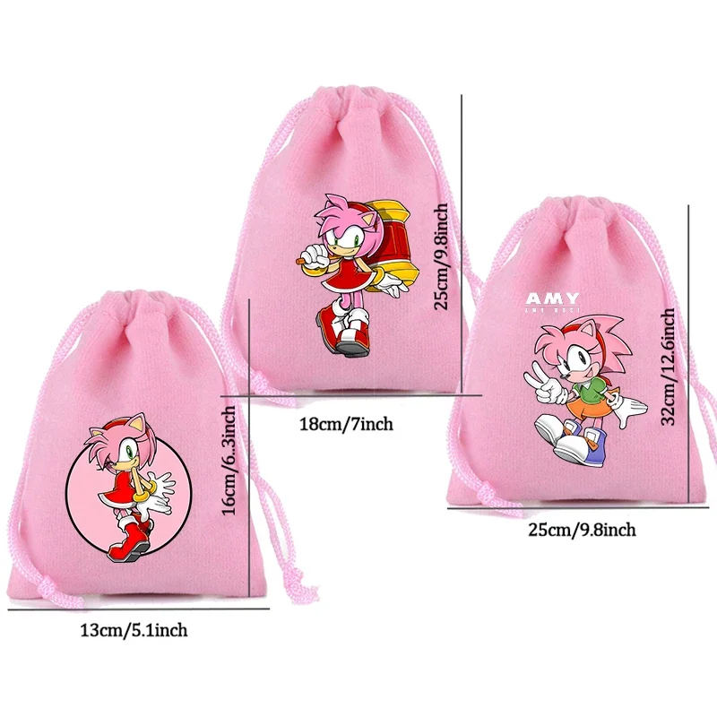 Sonics Plush Drawstring Bag Holiday Party Decorations Candy Bags Anime Gift Bag High-capacity Storage Bags Adult Children Gifts