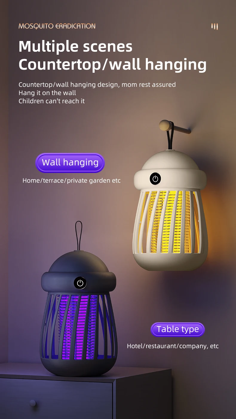 Mückenkiller 2-in-1 UV-Lampe Mückenfänger Nachtlicht USB Wiederaufladbarer Elektrischer Insektenfänger Outdoor-Mückenkiller – Detail 14