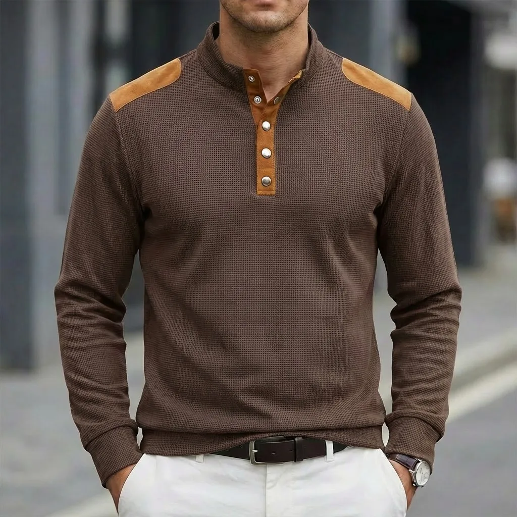 Frühlings- und Herbst-Sportoberteile in Unifarben mit langen Ärmeln für Männer, modischer und lässiger Outdoor-Pullover mit Stehkragen für Herren. – Detail 8
