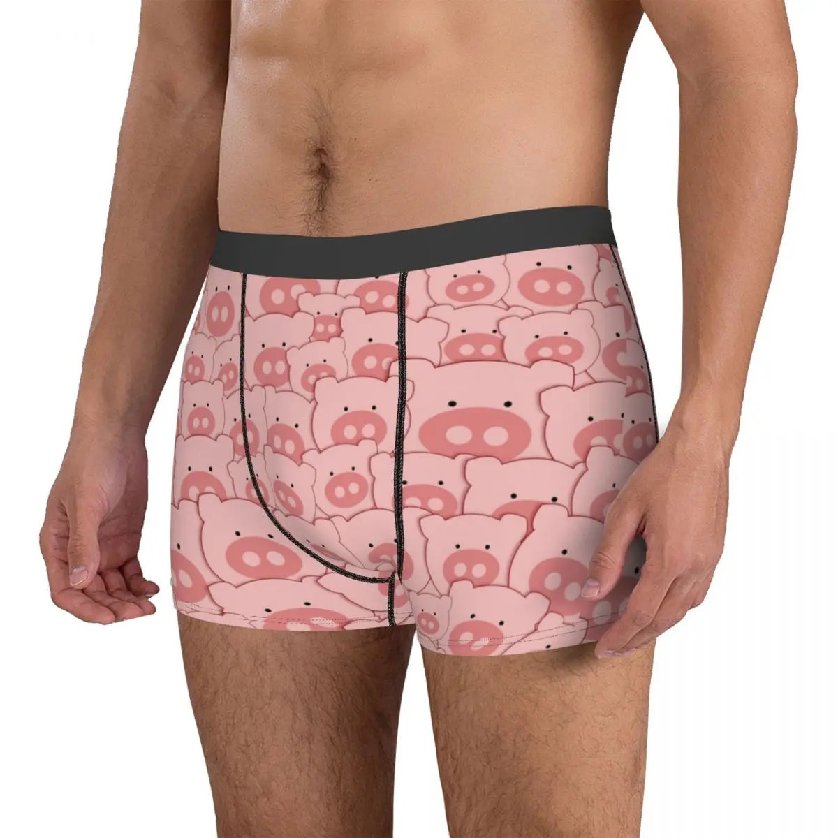 Homens rosa piggy porco boxer shorts calcinha respirável cueca animais amante homme humor mais tamanho cuecas poliéster impressão