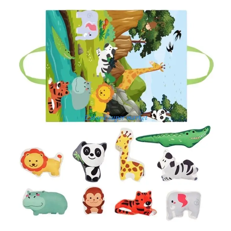 090B Multifunctional Baby Toy Car, Storage Bag, and Play Mat Squeaky Animals Interactive Car Toy with Sound Effects