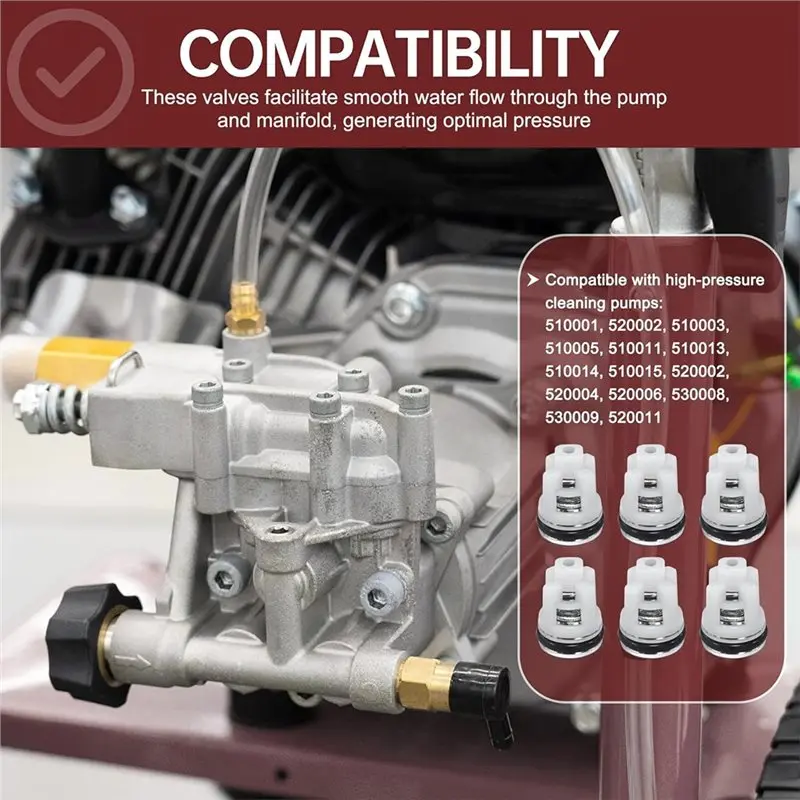 ABCA-For Pressure Washer Pump Rebuild Kit 6Pcs- Cleaning 7104223, For Simpson For Pressure Washer Pumps Replacement Valve