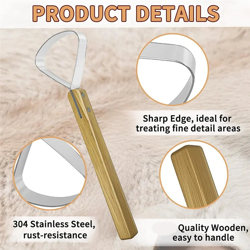 ABKW-2 PCS Pelt Scraper Fleshing Tool Leather Making Tools Flesher Tanning Tools For Supplies