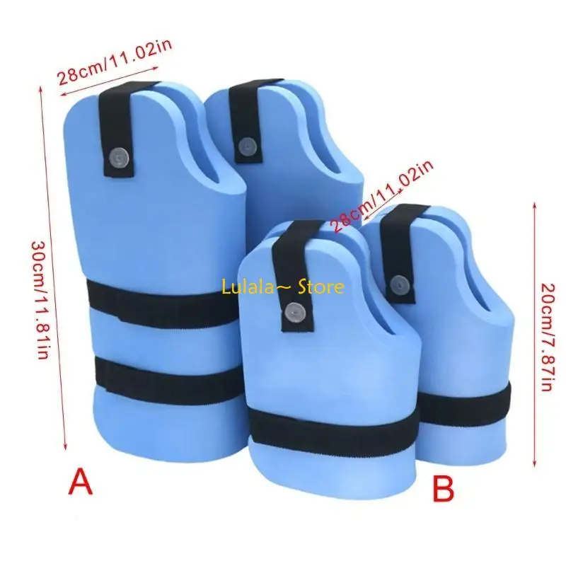 Y4QA อเนกประสงค์ Blue Sturdy Foam Aquatic Cuffs สำหรับว่ายน้ำและออกกำลังกาย 2 แพ็คพร้อมสายรัดปรับระดับได้สำหรับทุกขนาด