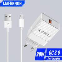 20W USB Charger Fast Charging Mobile Phone Charger Adapter QC 3.0 For Huawei Samsung Micro USB Cable Quick Charge Charger Plug