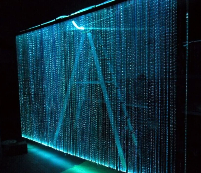 

Professional Optical Fiber Light PMMA Plastic Material Waterfall Curtain Sparkle Glow RGB 7 Colors Changing for Hotel Wedding