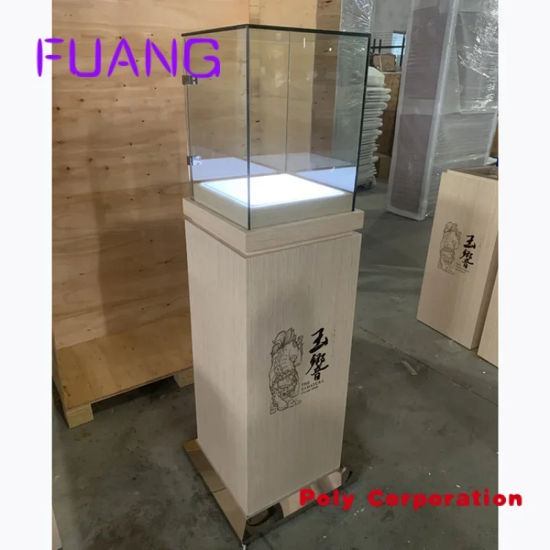 Custom High quality led light wood glass jewelry shop display counter furniture