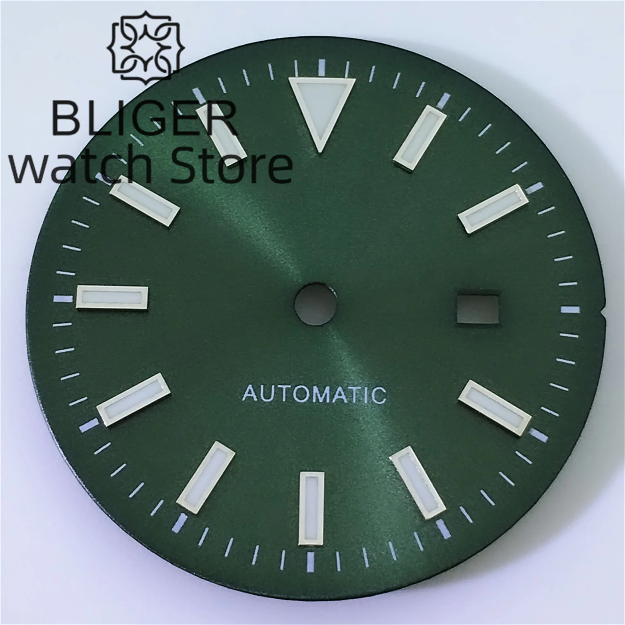 BLIGER 24.5mm Black Green White Pink Gold Rose gold Dial NH05 Watch Dial Date Green luminous Fit NH05 NH06 Movement