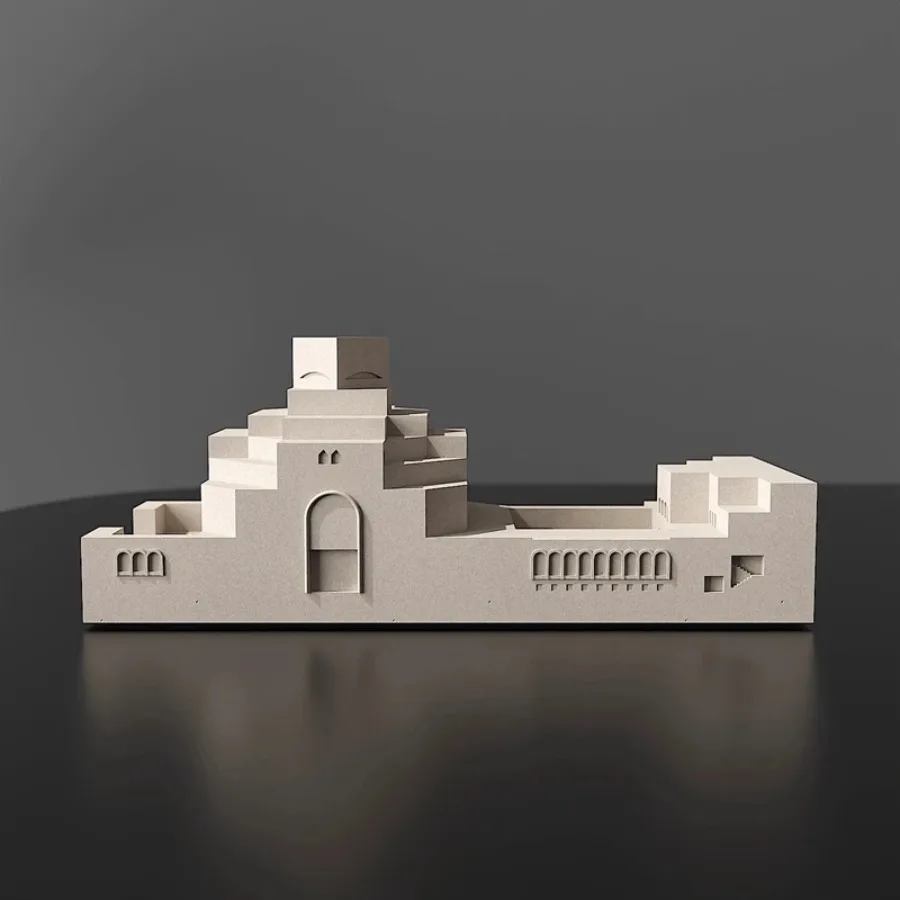 Concrete Museum of Islamic Art Qatar Model I.M. Pei Architectural Design Home Decor Desk Ornament Miniature Sculpture Gift