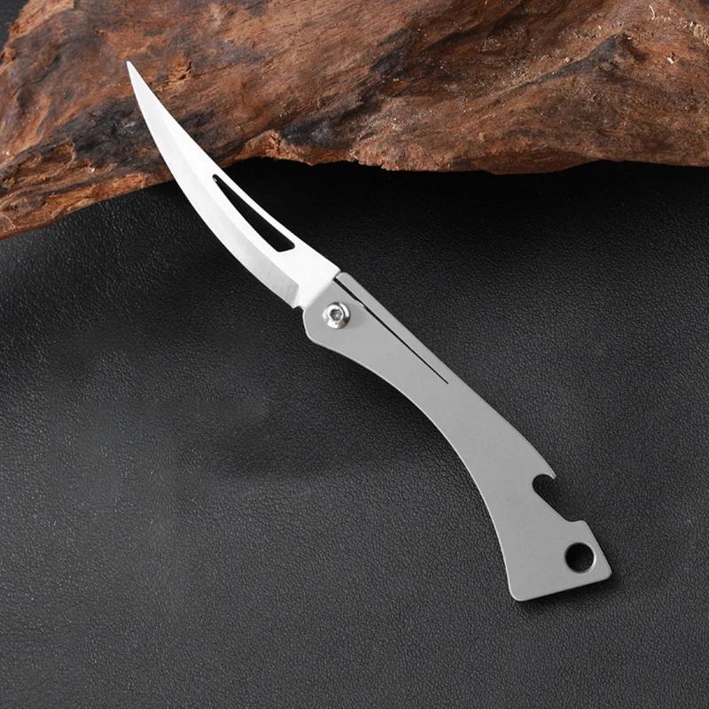 Sharp Titanium Alloy Folding Knife Multifunctional Bottle Opener Mini Knife Outdoor Survive Portable Pocket Knife Fishing Knife