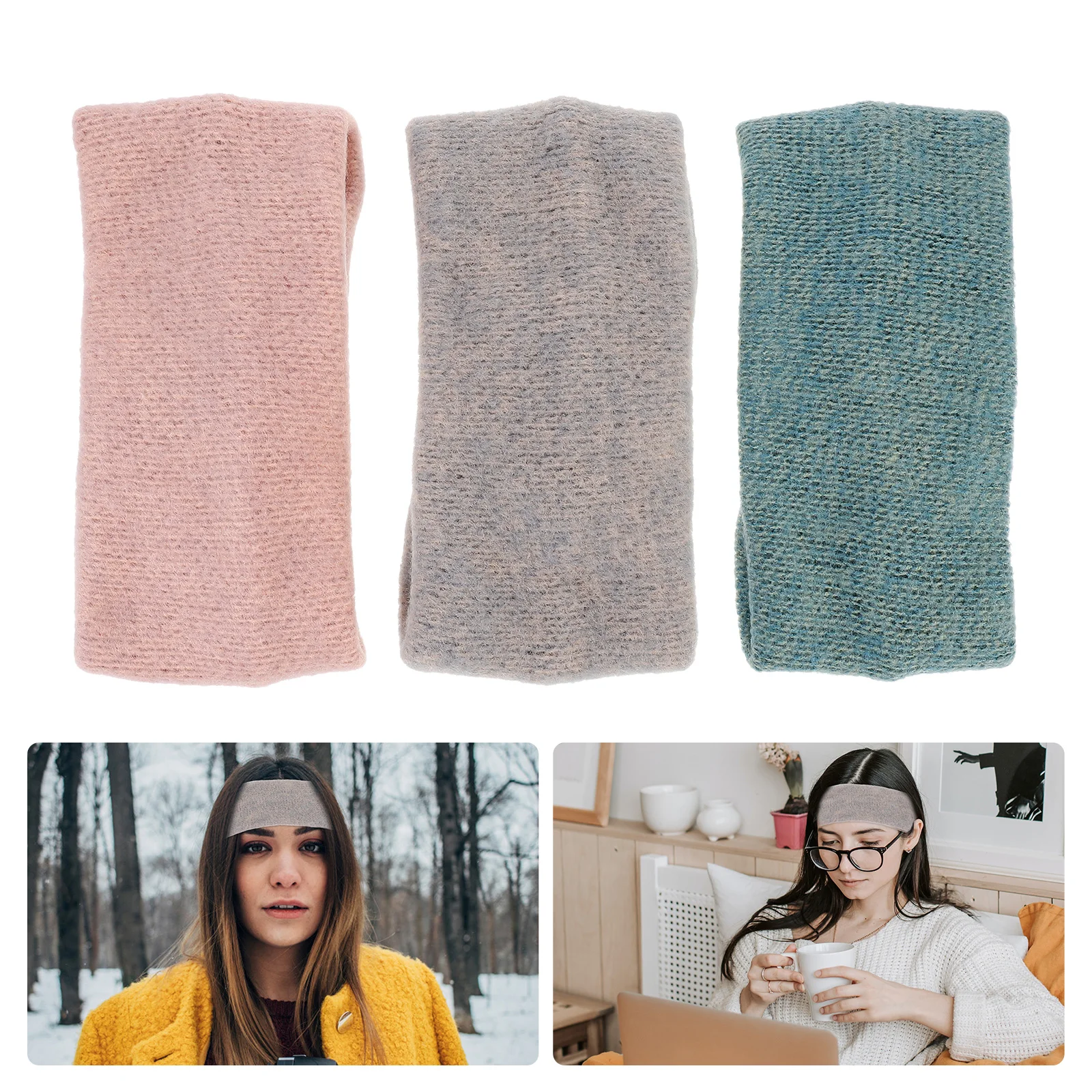 

3Pcs AntiSlip Hairband Warmer Headbands Warm Ear Headband Ear Warmer Hairband Cozy Elastic Yoga Wide Band