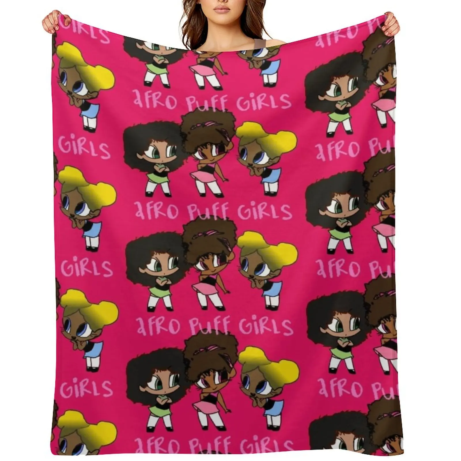

Afro Puff Girls Throw Blanket Plaid Retros Sofa Quilt Blankets For Sofas Blankets